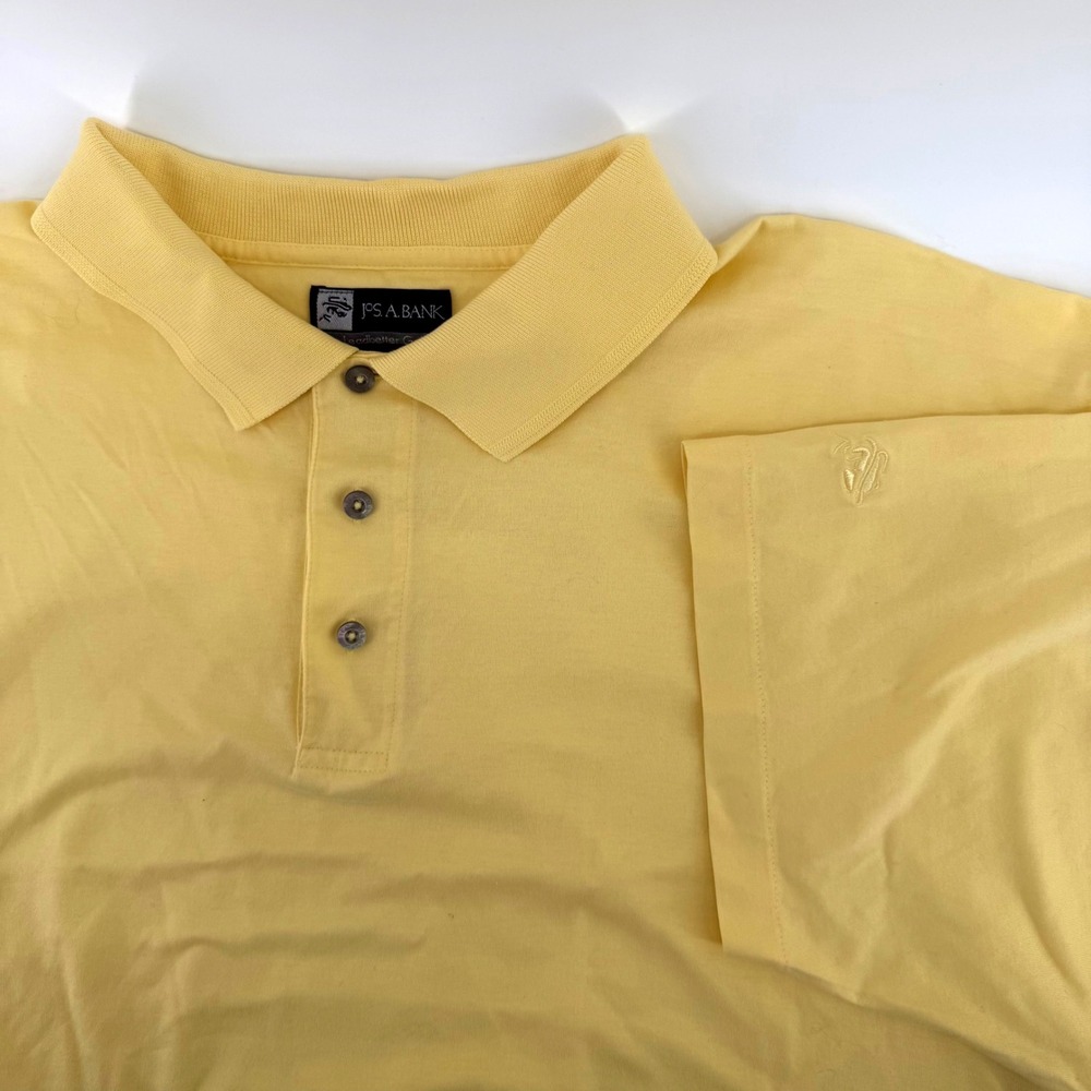 Jos A Bank Leadbetter Golf Polo Shirt Mens XXL Yellow 100% Cotton Short Sleeve